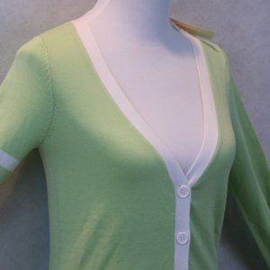 Sweet Romeo V-Neck Button Lime Green Stretch Cardigan Sweater SZ M NWT
